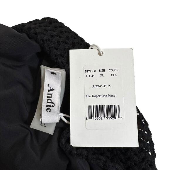 NWT Andie Swim X Demi Moore The Tropez One Piece Crochet Swimsuit Black Size XL - Picture 10 of 11
